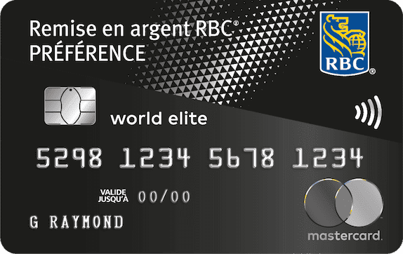 Carte Remise en argent Préférence World Elite Mastercard RBC